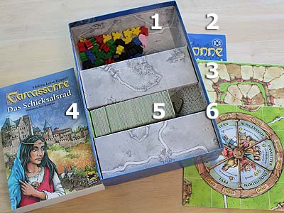 Carcassonne - Das Schicksalsrad - Spielmaterial