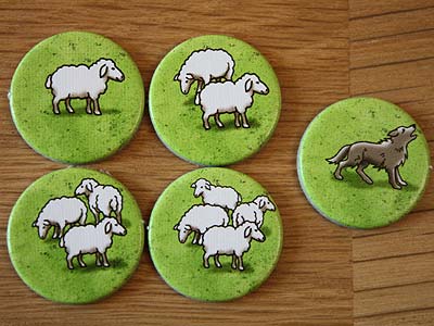 Carcassonne - Schafe und Hügel - Schafs-und-Wolfsplättchen