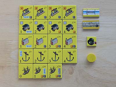 Kohle - Industrie-, Transportverbindungs-, Siegpunkt- und Spielermarker