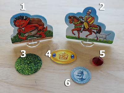 Ritter Kunibert im Zahlenland - Spielfiguren und Plättchen