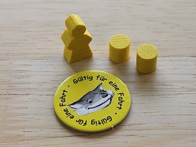 Rummelplatz - Spielfigur, Zählscheibe und Eintritts-Chip