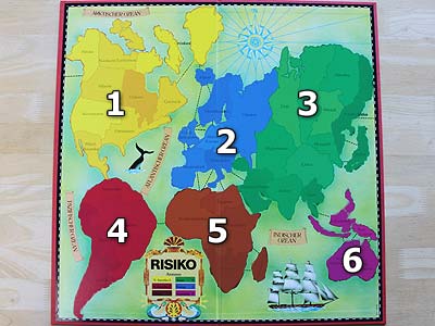 Risiko - Spielfeld mit Kontinente