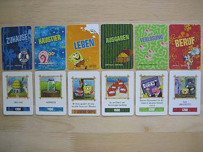 Spiel des Lebens - SpongeBob Schwammkopf Edition - Karten